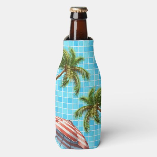 Palmboom Zon Paraplu Zomer Flesjeskoeler (Fles Voorkant)