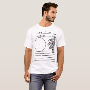 Palmboom Zon Strand Retro Zwart & Wit Minimal T T-shirt
