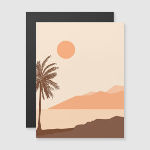 Palmboom Zonsondergang, Eiland, Boho Abstracte Kun Magnetische Uitnodiging