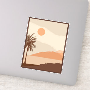 Palmboom Zonsondergang, Eiland, Boho Abstracte Kun Sticker