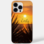Palmboom Zonsondergang met Naam Case-Mate iPhone Case (Achterkant)