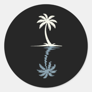 Palmboom Zonsondergang Trocal Strand Vakantie Zome Ronde Sticker