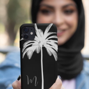 Palmboom zwart wit elegant monogram