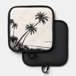 Palmboom Zwart & Wit Strand Kust Pannenlap