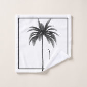 Palmboom zwart wit tropisch elegant monogram bad handdoek (Wasdoekje)