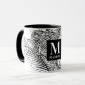 Palmboombladeren Abstract monogram zwart-wit Mok (Voorkant links)