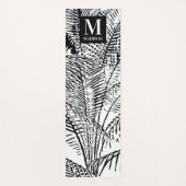 Palmboombladeren Abstract monogram zwart-wit Yogamat (Voorkant)