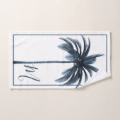 Palmboomblauw  tropisch elegant monogram bad handdoek (Handdoek)