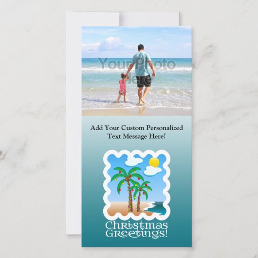 Palmboomgaarden met kerstmis feestdagenkaart (Voorkant)