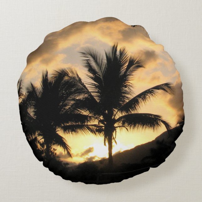 palmboomkussen rond kussen (Achterkant)