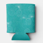 Palmboomroze en blauwe strand bruiloft blikjeskoeler (Achterkant)