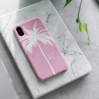 Palmboomroze witte tropische elastische monogram