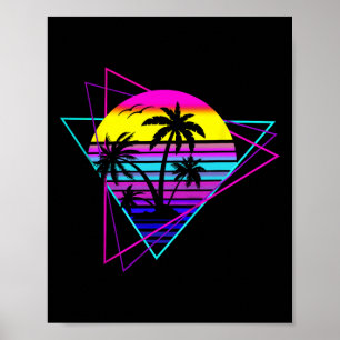 Palmboomstam 80s zomervaca poster