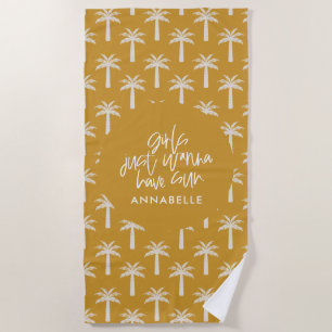 Palmboomtropische zomer botanische mosterd moderne strandlaken