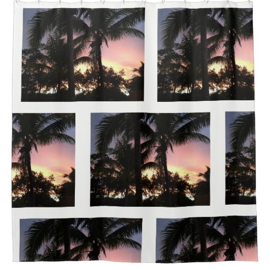 Palmboomzonsondergang Douchegordijn (Voorkant)