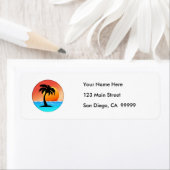 Palmboomzonsondergang Etiket (Insitu)