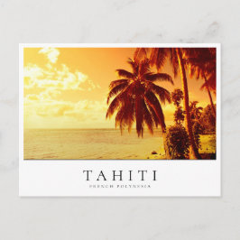 Palmboomzonsondergang op Tahiti, Frans-Polynesië Briefkaart