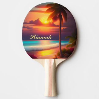 Palme am Strand bei Sonnenuntergang Tafeltennisbatje