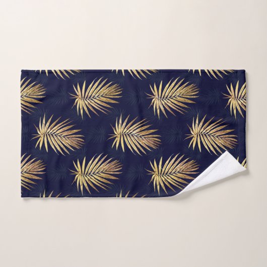 Palme d'or bleu tropicale Verdure Feuille (Serviette à main)