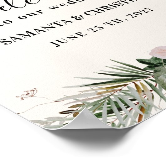 Palme tropicale | Affiche de bienvenue Mariage de  (Coin)
