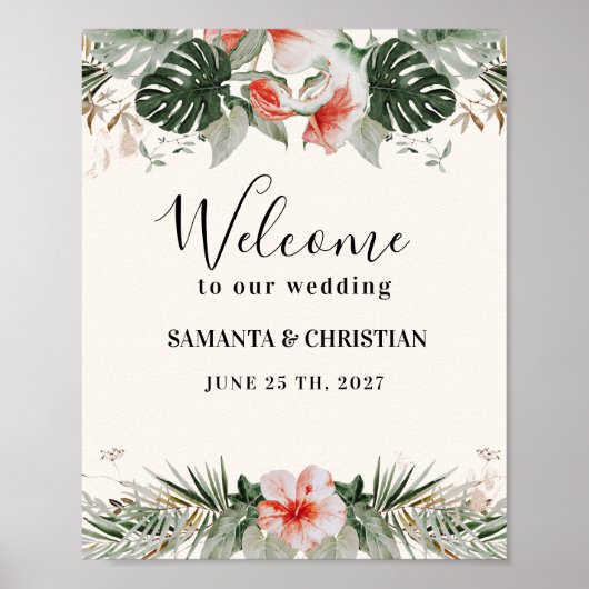 Palme tropicale | Affiche de bienvenue Mariage de  (Devant)