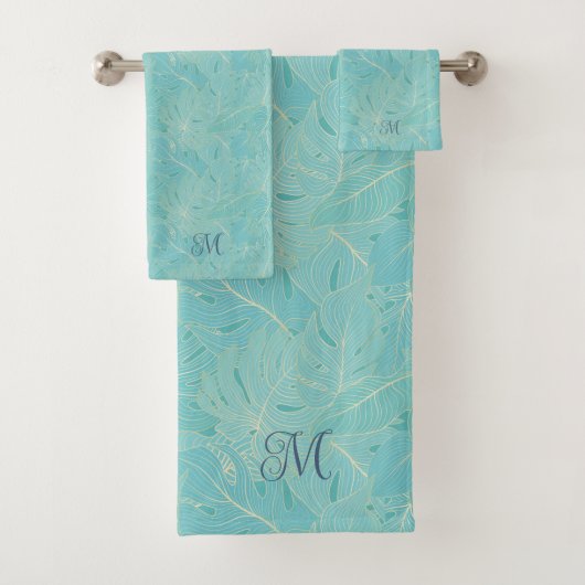 Palme tropicale bleu clair motif feuille (En situation)