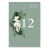 Palme tropicale et blanc Numéro de table florale - (Dos)