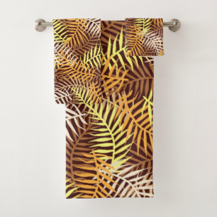 Palme tropicale Feuille Motif Brown Ferne jaune