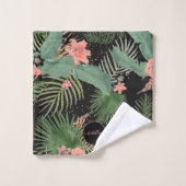 Palme tropicale Feuille rose Floral Monogramme noi (Gant de toilette)