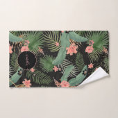 Palme tropicale Feuille rose Floral Monogramme noi (Serviette à main)