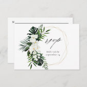 Palme tropicale & Flore blanche avec carte RSVP Re (Devant / Derrière)
