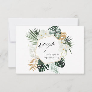 Palme tropicale & Flore blanche w Repas Carte RSVP