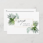 Palme tropicale & Flore blanche w Repas Carte RSVP (Devant / Derrière)
