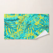 Palme tropicale jaune et turquoise Île Feuille (Serviette à main)