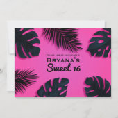 Palme tropicale rose Feuilles Luau Invitations (Devant)