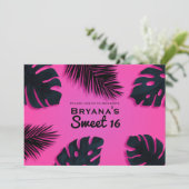 Palme tropicale rose Feuilles Luau Invitations (Debout devant)