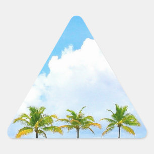 Palmen Blauwe Lucht Wolken Aangepaste Lege Sjabloo Driehoek Sticker