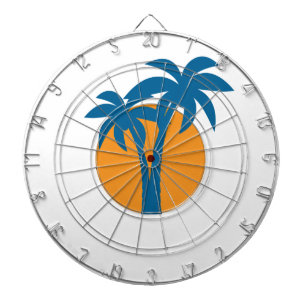 Palmen en oranje zon dartbord