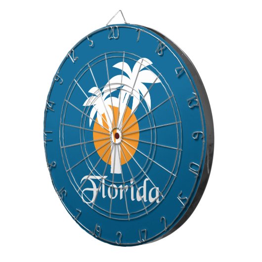 Palmen en oranje zon dartbord (Voorkant Rechts)