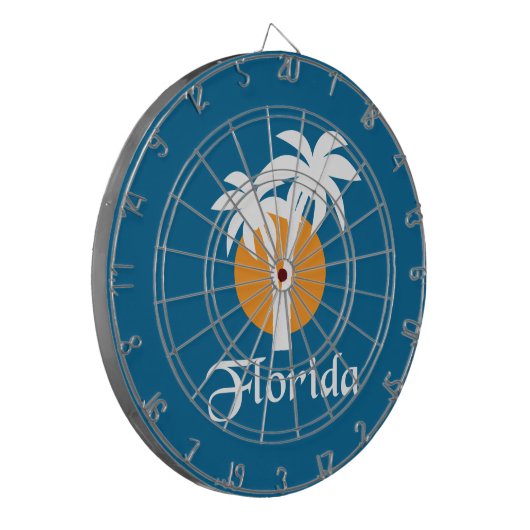 Palmen en oranje zon dartbord (Voorkant Links)