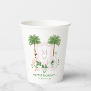 Palmen Flamingo Monogram Wapen Afstudeerfeest Papieren Bekers