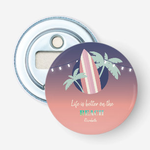 Palmen, Surfplank, Lichtslingers Strand Button Flesopener