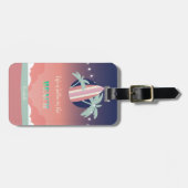 Palmen, surfplank, String Lights Beach Bagagelabel (Voorkant horizontaal)