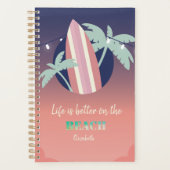 Palmen, surfplank, String Lights Beach Planner (Voorkant)