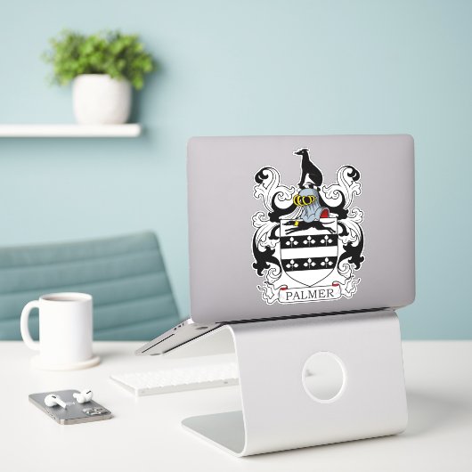 Palmer Family Crest Sticker (Laptop op bureau)
