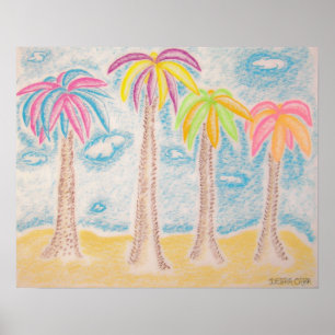 Palmes colorées - Impression