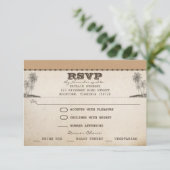 Palmes de plage vintage unique mariage cartes rsvp (Debout devant)