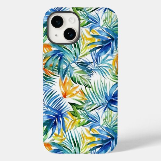 Palmes tropicales Imprimer iPhone 14 Coque (Verso)