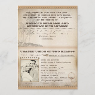 Palmes vintages mariage passeport invitations