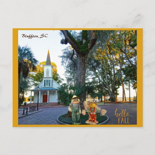Palmetto Bluff Chapel Bluffton SC Herfst Scarecrow Briefkaart (Voorkant)